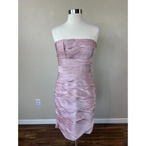 Monique Lhuillier Strapless Ruched Dress Size 6 Pink